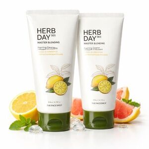 NWT Lot of 2 THE FACE SHOP Herb Day 365 Foaming Cleanser Lemon Grapefruit Korean